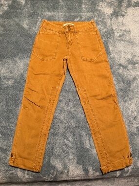 Altar'd State Mica Denim High Rise Utility Straight Leg Cargo Pants 25 Mustard